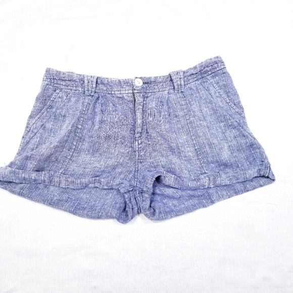 Free People Shorts Linen Chambray Colored Needs retacked on back small mark sz 4 - Picture 1 of 11